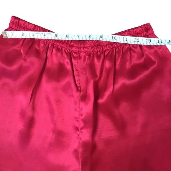 VTG Lingerie Cacique Red Satin Women 2 Pajama Set Mandarin Collar Frog Closure M - Picture 11 of 13